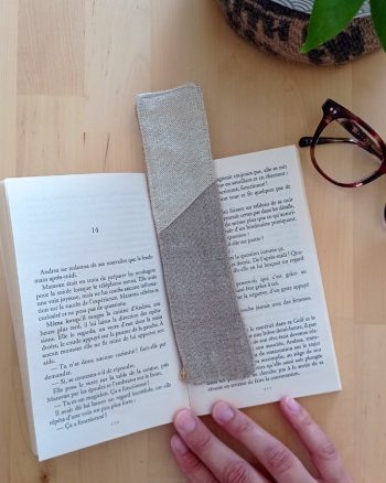 Marque page en tissu UPCYCLE Coton lurex et lin