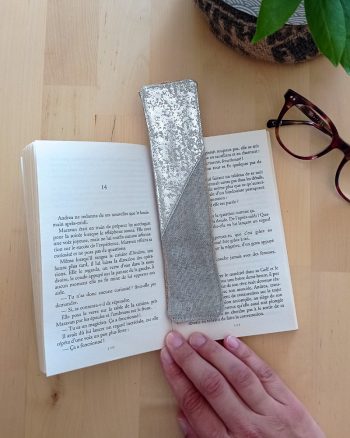 Marque page en tissu UPCYCLE Lin irisé Coton brillant argent