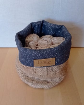 Panier de rangement CELESTE Toile de Jute / Coton lurex ardoise – Image 2