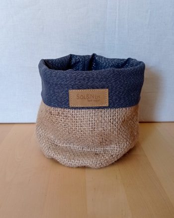 Panier de rangement CELESTE Toile de Jute / Coton lurex ardoise