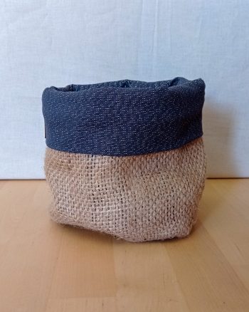 Panier de rangement CELESTE Toile de Jute / Coton lurex ardoise – Image 3