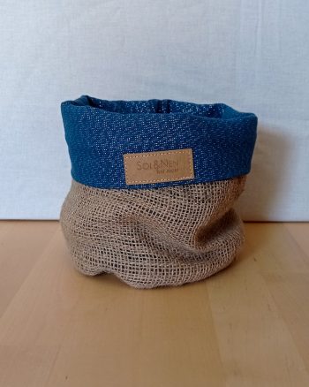 Panier de rangement CELESTE Toile de Jute / Coton lurex bleu – Image 4