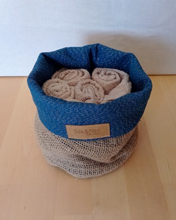 Panier de rangement CELESTE Toile de Jute / Coton lurex bleu – Image 3
