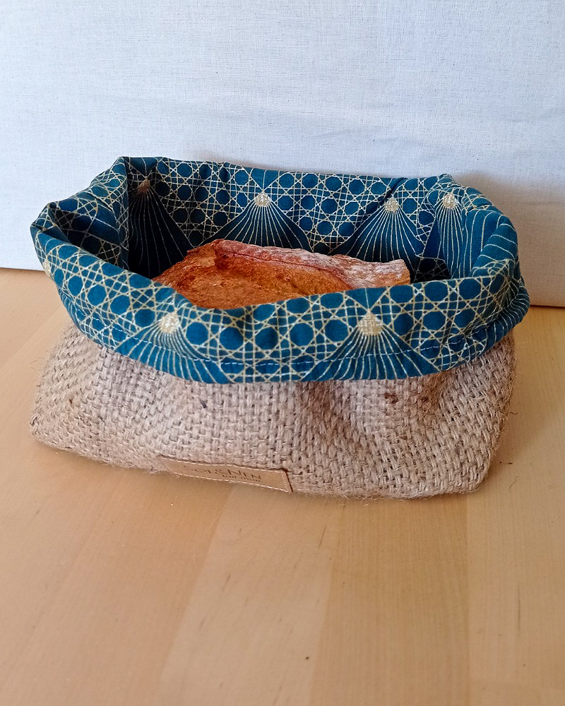 Corbeille / Sac à pain DIVA Cannage Bleu pétrole