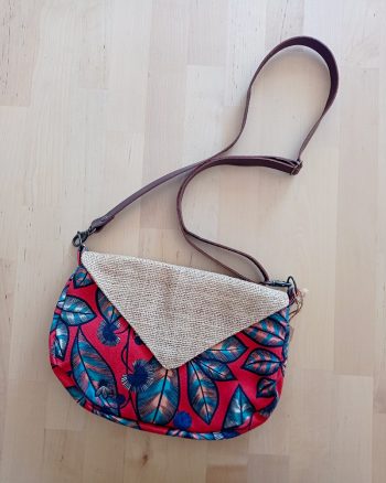Sac besace Demi-lune ELSA Fleurs rouge