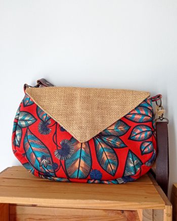 Sac besace Demi-lune ELSA Fleurs rouge – Image 2