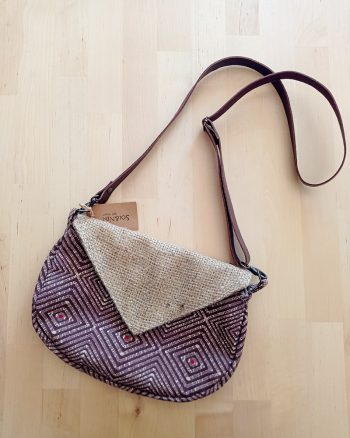 Sac besace Demi-lune ELSA Ethnik marron
