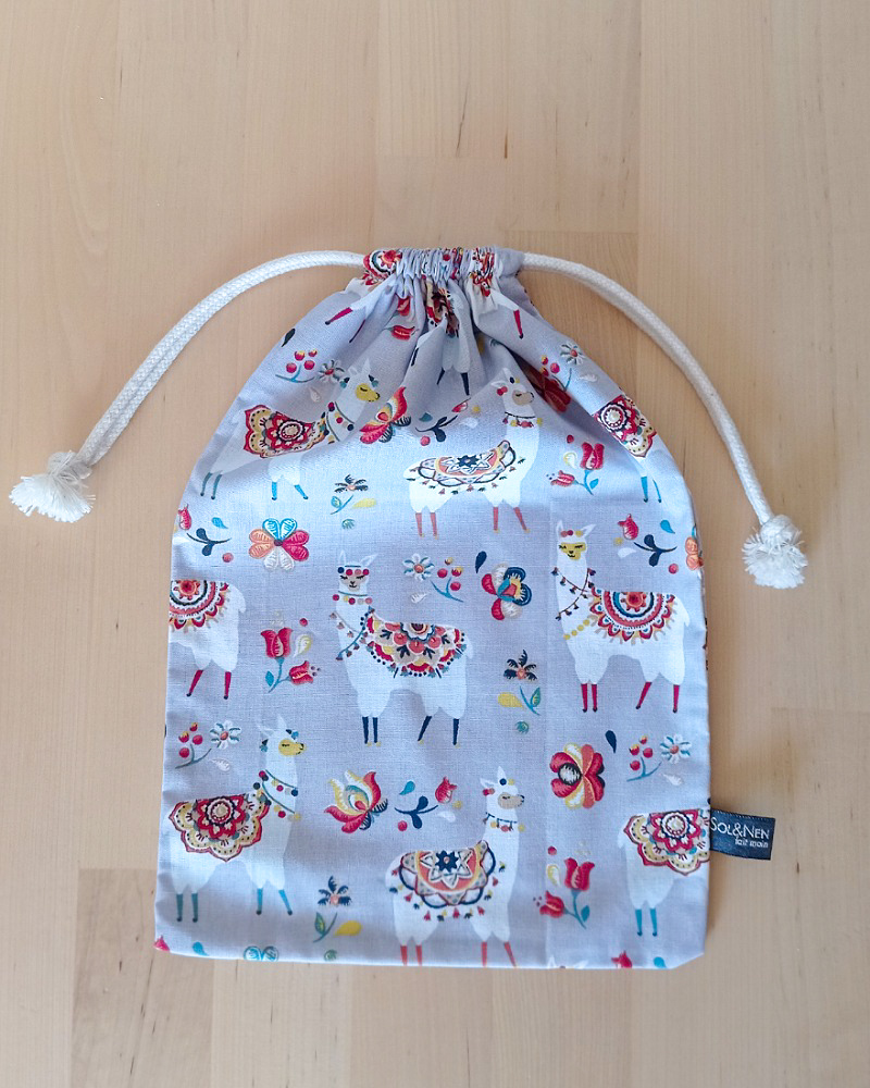 Sac de rangement en tissu PRISSY Lamas fond gris