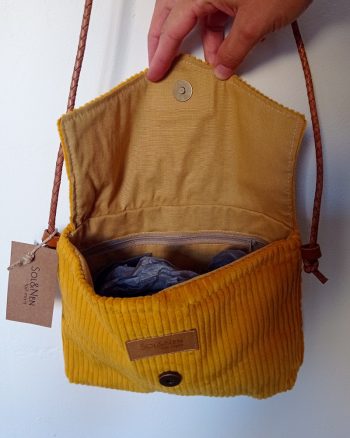 Sac bandoulière WINTY Velours Jaune Moutarde – Image 5