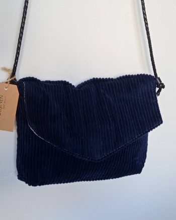 Sac bandoulière WINTY Velours Bleu Marine – Image 2