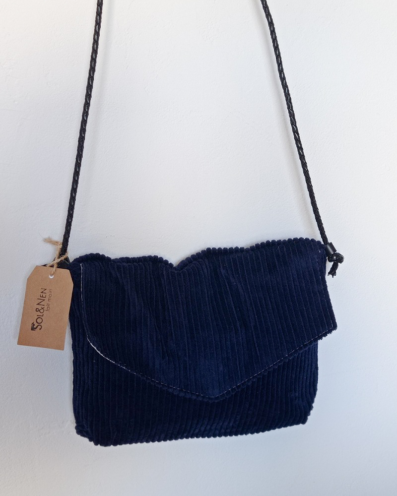 Sac bandoulière WINTY Velours Bleu Marine