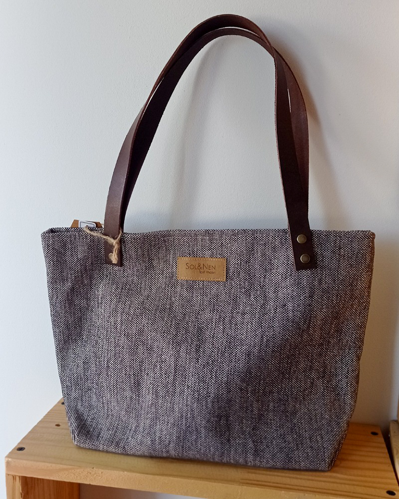 Cabas Velours ANNA Damier Beige/Marron